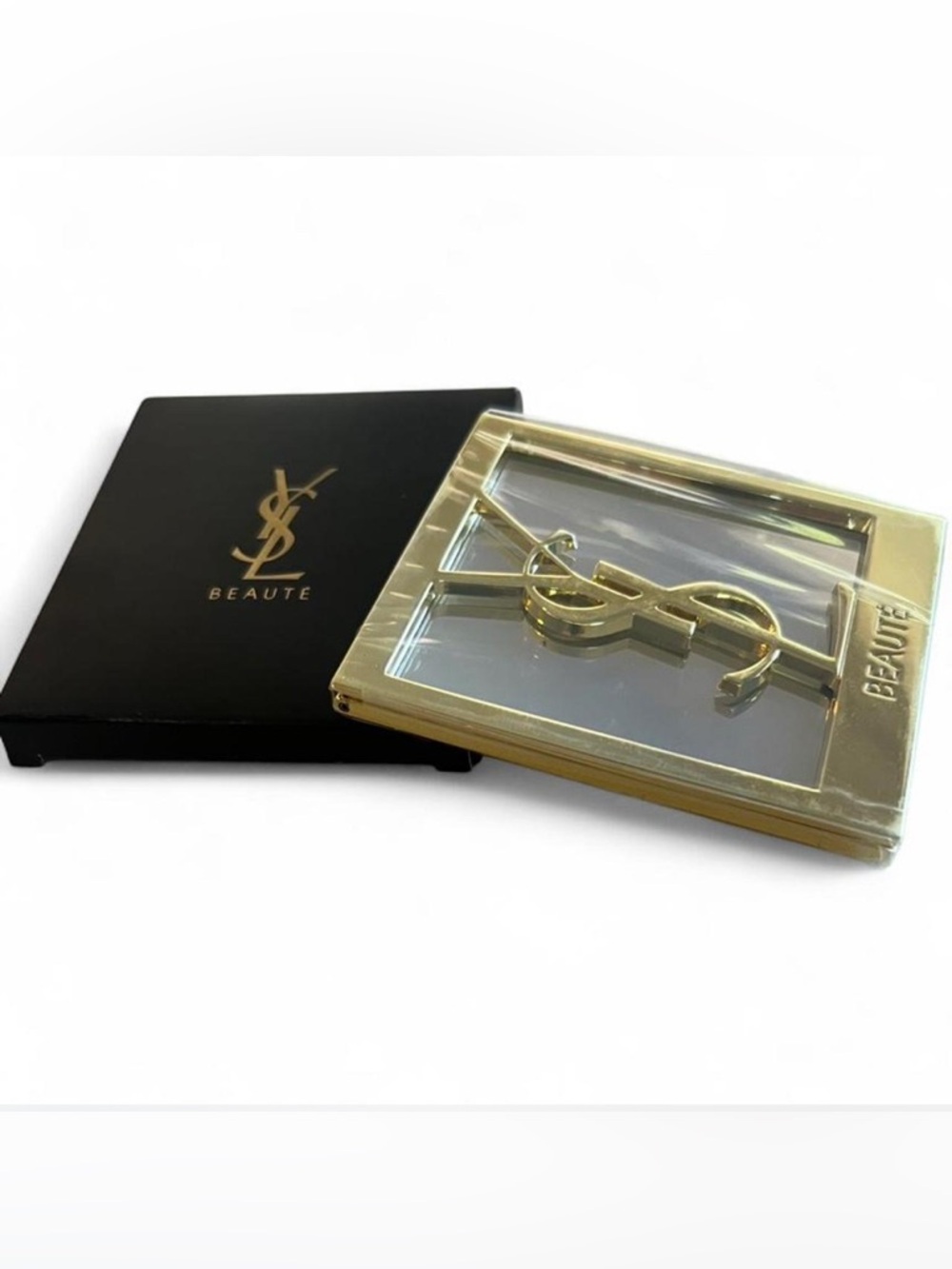Authentic Yves Saint Laurent Beaute Gold Logo Compact Mirror Limited Edition - Picture 2 of 4